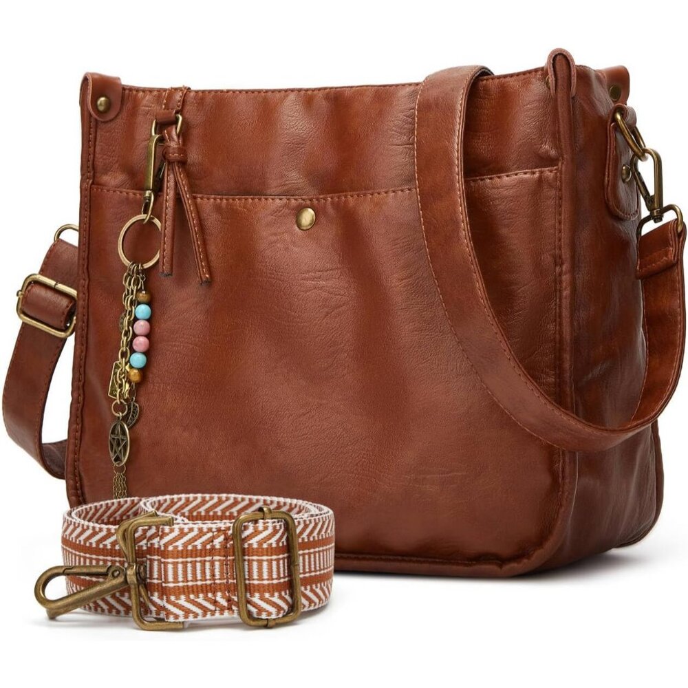 Trendy Women's Crossbody Handbag - Spacious Vegan Leather Tote With Zipper